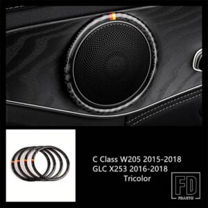 メルセデスベンツ カーボンフロントドアパネル装飾カバートリム 2個 Cクラス W205 GLC X253 2015-2018 カーアクセサリー - stereo speaker