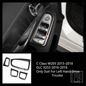 メルセデスベンツ カーボンフロントドアパネル装飾カバートリム 2個 Cクラス W205 GLC X253 2015-2018 カーアクセサリー - door armrest
