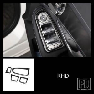 メルセデスベンツ カーボン窓ガラス昇降ボタンパネル飾るカバートリム Cクラス W205 GLC X253 2015-2018 LHD RHD - RHD Black