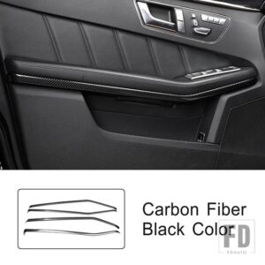 メルセデスベンツ ステンレスドアアームレスト装飾ストリップ Eクラス W212 2010-2015 インテリアアクセサリー - Carbon Fiber Color