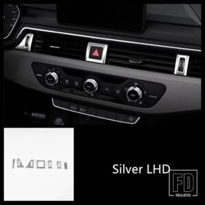 アウディ ステンレスセンターコンソール空調アウトレットスパンコール装飾カバートリム A4 B9 2017-2021 LHD - Silver