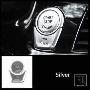 BMW コンソールギアシフトマルチメディアボタンカバー装飾ステッカー 5シリーズ G30 G38 2018-2021 インテリアアクセサリー - Key start silver