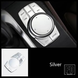 BMW コンソールギアシフトマルチメディアボタンカバー装飾ステッカー 5シリーズ G30 G38 2018-2021 インテリアアクセサリー - multimedia Silver