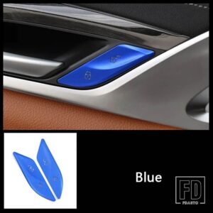 BMW コンソールギアシフトマルチメディアボタンカバー装飾ステッカー 5シリーズ G30 G38 2018-2021 インテリアアクセサリー - door lock blue