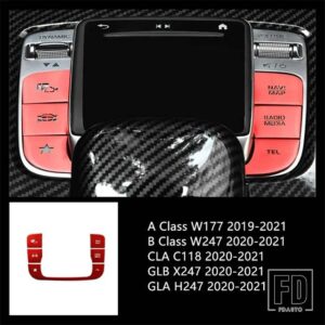 メルセデスベンツ センターコンソールマウスボタンスパンコール装飾カバートリム W177 W247 C118 X247 H247 W167 ドアロックデカール - Red 5 pieces