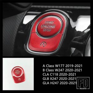 メルセデスベンツ センターコンソールマウスボタンスパンコール装飾カバートリム W177 W247 C118 X247 H247 W167 ドアロックデカール - Red 3 pieces
