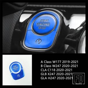 メルセデスベンツ センターコンソールマウスボタンスパンコール装飾カバートリム W177 W247 C118 X247 H247 W167 ドアロックデカール - Blue 3 pieces