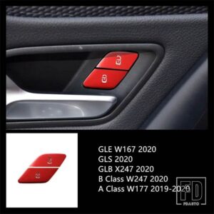 メルセデスベンツ センターコンソールマウスボタンスパンコール装飾カバートリム W177 W247 C118 X247 H247 W167 ドアロックデカール - Red 2 pieces