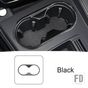 アウディ ステンレスセンターコンソール水カップホルダーフレーム装飾カバートリム A4 B9 2017-2021 インテリア - Black