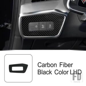 アウディ ステンレスヘッドライトスイッチフレーム装飾カバートリム A6 C8 2019-2022 LHD インテリアアクセサリー - Carbon Fiber Color