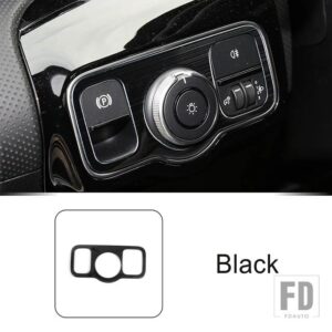 メルセデスベンツ ステンレスヘッドライトスイッチフレーム装飾カバートリム AB クラス CLA GLA GLB W177 W247 C118 H247 X247 - Black