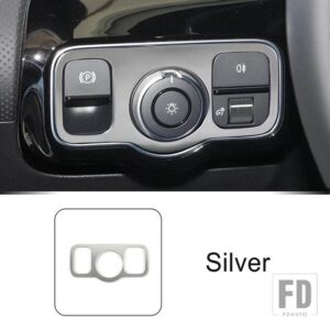 メルセデスベンツ ステンレスヘッドライトスイッチフレーム装飾カバートリム AB クラス CLA GLA GLB W177 W247 C118 H247 X247 - Silver