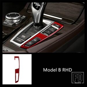 BMW カーボンセンターコンソールギアシフトパネル装飾カバートリム F10 F18 F07 F25 F26 RHD インテリア - Model B Red