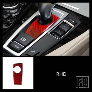 BMW カーボンセンターコンソールギアシフトパネル装飾カバートリム F10 F18 F07 F25 F26 RHD インテリア - Red