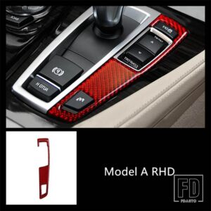 BMW カーボンセンターコンソールギアシフトパネル装飾カバートリム F10 F18 F07 F25 F26 RHD インテリア - Model A Red