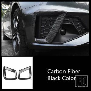 アウディ フロントバンパーフォグランプフレーム装飾カバートリム A4 B9 2020 2021 自動車外装アクセサリー - Carbon Fiber Color