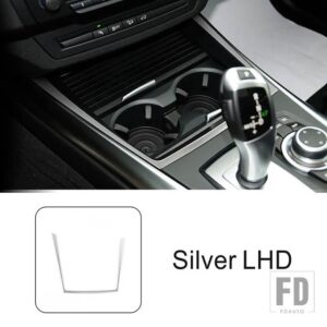 BMW ステンレスセンターコンソール水カップホルダーフレーム装飾カバートリム X5 E70 2008-2013 LHD インテリア - Silver