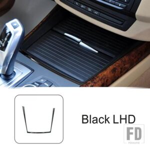 BMW ステンレスセンターコンソール水カップホルダーフレーム装飾カバートリム X5 E70 2008-2013 LHD インテリア - Black