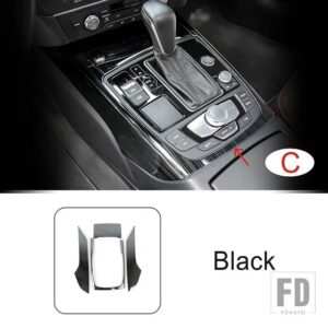 アウディ ステンレスセンターコンソールギアシフトフレーム装飾カバートリム A6 C7 2012-2018 インテリアアクセサリー - C Black