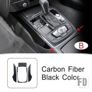 アウディ ステンレスセンターコンソールギアシフトフレーム装飾カバートリム A6 C7 2012-2018 インテリアアクセサリー - B Carbon Fiber Color