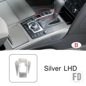 アウディ ステンレスセンターコンソールギアシフトフレーム装飾カバートリム A6 C6 2005-2011 LHD インテリア - B Silver