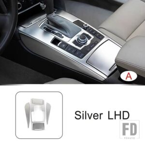 アウディ ステンレスセンターコンソールギアシフトフレーム装飾カバートリム A6 C6 2005-2011 LHD インテリア - A Silver