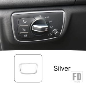 アウディ ステンレスヘッドライトスイッチフレーム装飾カバートリム A6 C7 2012-2018 インテリアアクセサリー - Silver