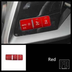 アウディ ヘッドライトスイッチボタンスパンコール装飾カバートリム A3 8Y 2021-2022 自動車スタイリングインテリアアクセサリー - Red