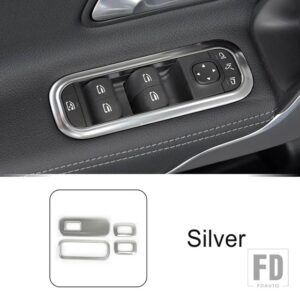 メルセデスベンツ ステンレス窓ガラス昇降ボタンフレーム装飾カバートリム A B クラス W177 W247 CLA C118 GLA H247 - Silver