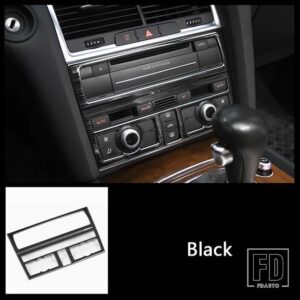 アウディ 中央コンソール AC 空調フレーム CD パネル装飾カバーステッカートリム Q7 2008-2015 インテリアアクセサリー - Black
