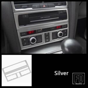 アウディ 中央コンソール AC 空調フレーム CD パネル装飾カバーステッカートリム Q7 2008-2015 インテリアアクセサリー - Silver
