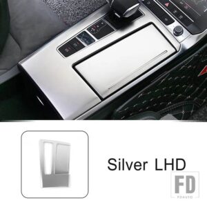 アウディ ステンレスセンターコンソールギアシフトパネル装飾カバートリム A6 C8 2019-2022 LHD インテリア - Silver
