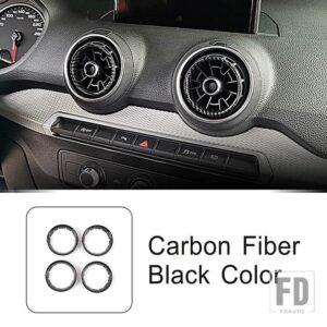 アウディ フロント空調アウトレットリング装飾カバートリム A3 8V 2013-2020 インテリアアクセサリー - Carbon Fiber Black