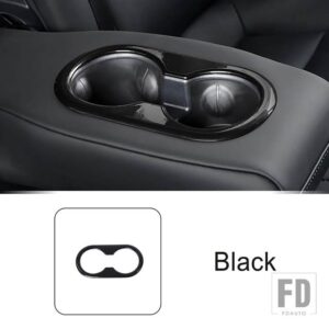 テスラ リア水カップホルダーフレーム装飾カバートリムモデル 3/Y 2019-2022 インテリアアクセサリー ABS - Black