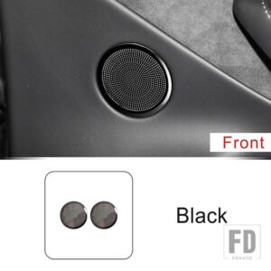 テスラ ドアオーディオスピーカー装飾カバートリムモデル 3 2023 2024 ステンレススタイリングインテリアアクセサリー - Black Front
