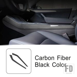 テスラ センターコンソールギアシフト両側装飾ストリップモデル 3 2019-2022 インテリアアクセサリー ABS - Carbon Fiber Color