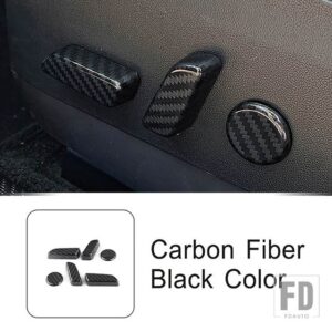 テスラ シート調整ボタン装飾カバートリムモデル 3/Y 2019-2022 インテリアアクセサリー ABS - Carbon Fiber Color
