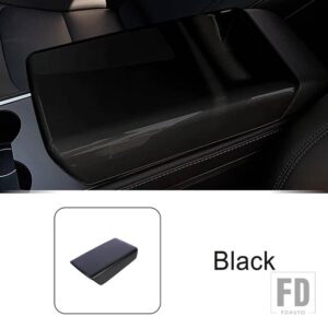 テスラ センターコンソールアームレストボックスパネル装飾カバートリムモデル 3/Y 2019-2022 インテリアアクセサリー ABS - Black