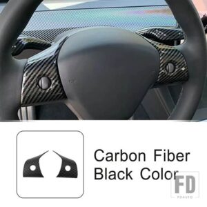 テスラ ステアリングホイールデカール装飾カバートリムモデル 3/Y 2019-2022 インテリアアクセサリー ABS - Carbon Fiber Color