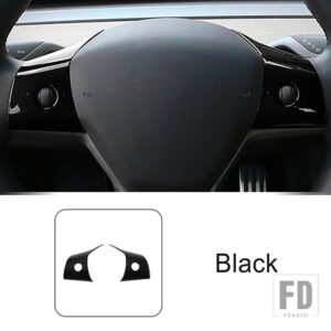 テスラ ステアリングホイールデカール装飾カバートリムモデル 3/Y 2019-2022 インテリアアクセサリー ABS - Black