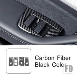 テスラ 窓ガラス昇降ボタンフレーム装飾カバートリムモデル 3/Y 2019-2022 LHD インテリアアクセサリー ABS - Carbon Fiber Color