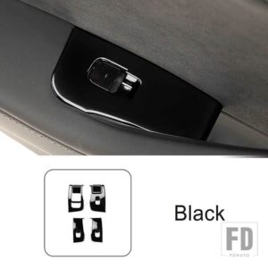 テスラ 窓ガラス昇降ボタンフレーム装飾カバートリムモデル 3/Y 2019-2022 LHD インテリアアクセサリー ABS - Black