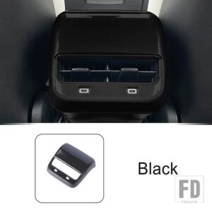 テスラ リア空調アウトレットアンチキックカバートリムモデル 3/Y 2019-2022 インテリアアクセサリー ABS - Black