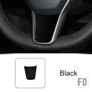 テスラ ステアリングホイールデカール装飾カバートリムモデル 3/Y 2019-2022 インテリアアクセサリー ABS ステッカー - Black