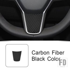 テスラ ステアリングホイールデカール装飾カバートリムモデル 3/Y 2019-2022 インテリアアクセサリー ABS ステッカー - Carbon Fiber Color