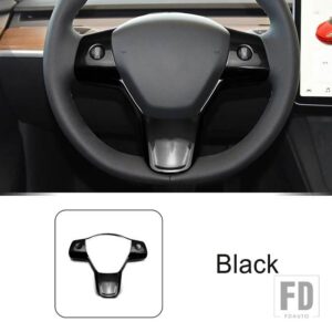 テスラ ステアリングホイールフレーム装飾カバートリムモデル 3/Y 2019-2022 インテリアアクセサリー ABS - Black