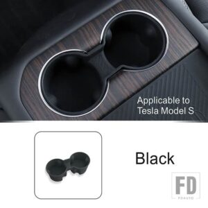 テスラ センターコンソール水カップホルダーカバートリムモデル X/S 2023 インテリアアクセサリー黒シリコーン - Rear S