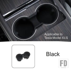 テスラ センターコンソール水カップホルダーカバートリムモデル X/S 2023 インテリアアクセサリー黒シリコーン - Front X S