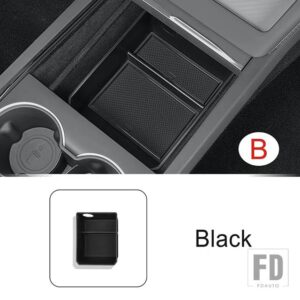 テスラ センターコンソール収納ボックス装飾カバートリムモデル 3 2023 2024 インテリアアクセサリー黒プラスチック - B