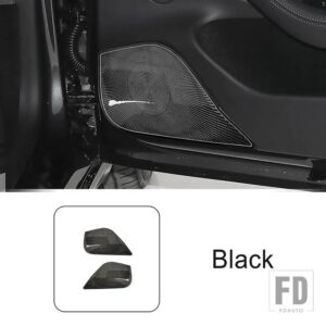 テスラ ドアオーディオスピーカー装飾カバートリムモデル 3 2023 2024 ステンレススタイリングインテリアアクセサリー - Black